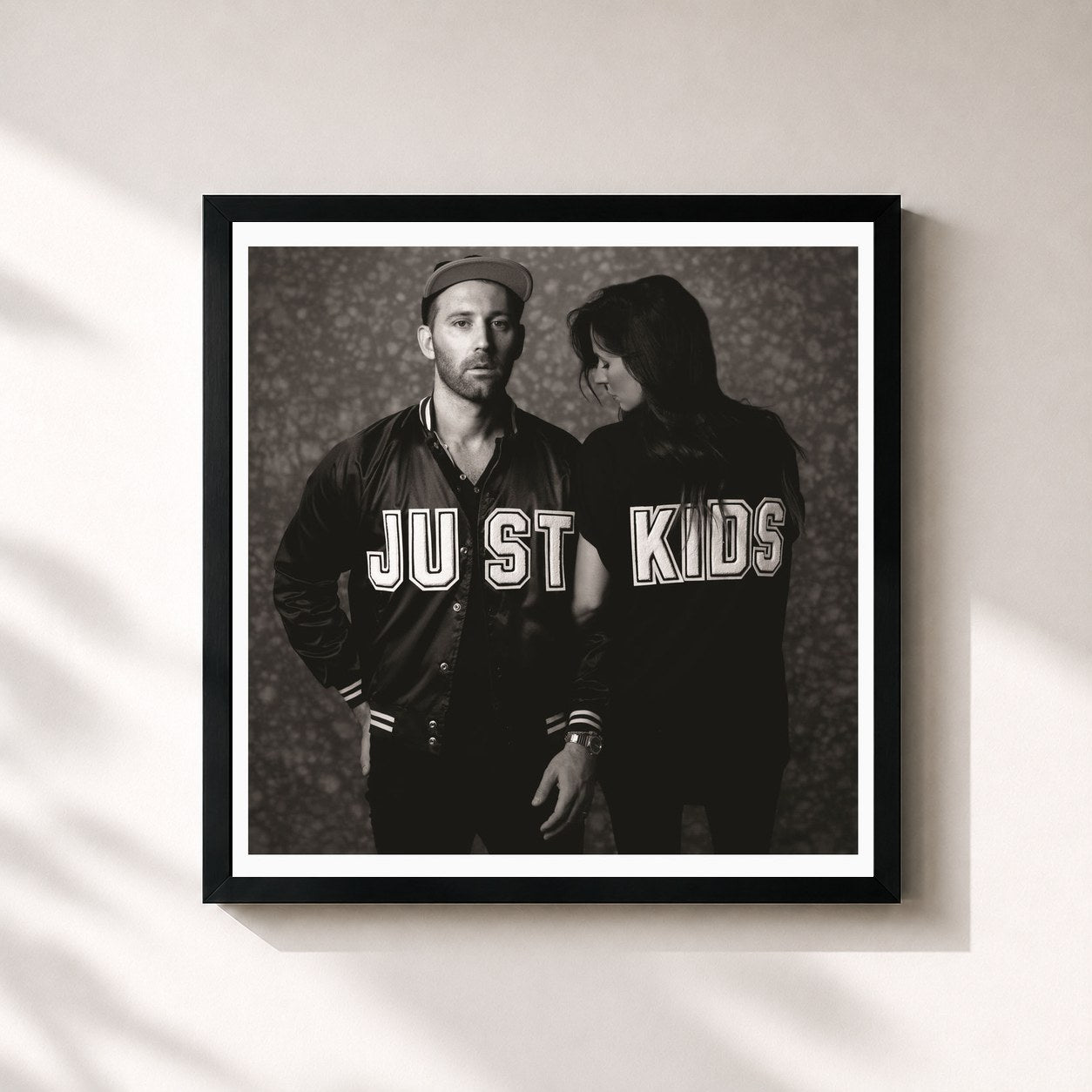 #noir Tableau carré de l'album JUST KIDS de Mat Kearney, cadre noir 32x32 cm