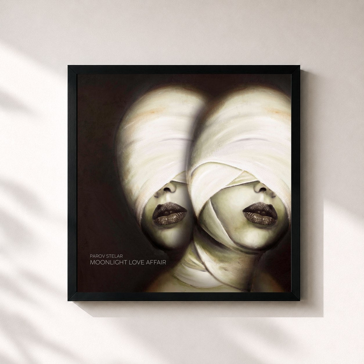 #noir Tableau carré de l'album Moonlight Love Affair de Parov Stelar, cadre noir 32x32 cm