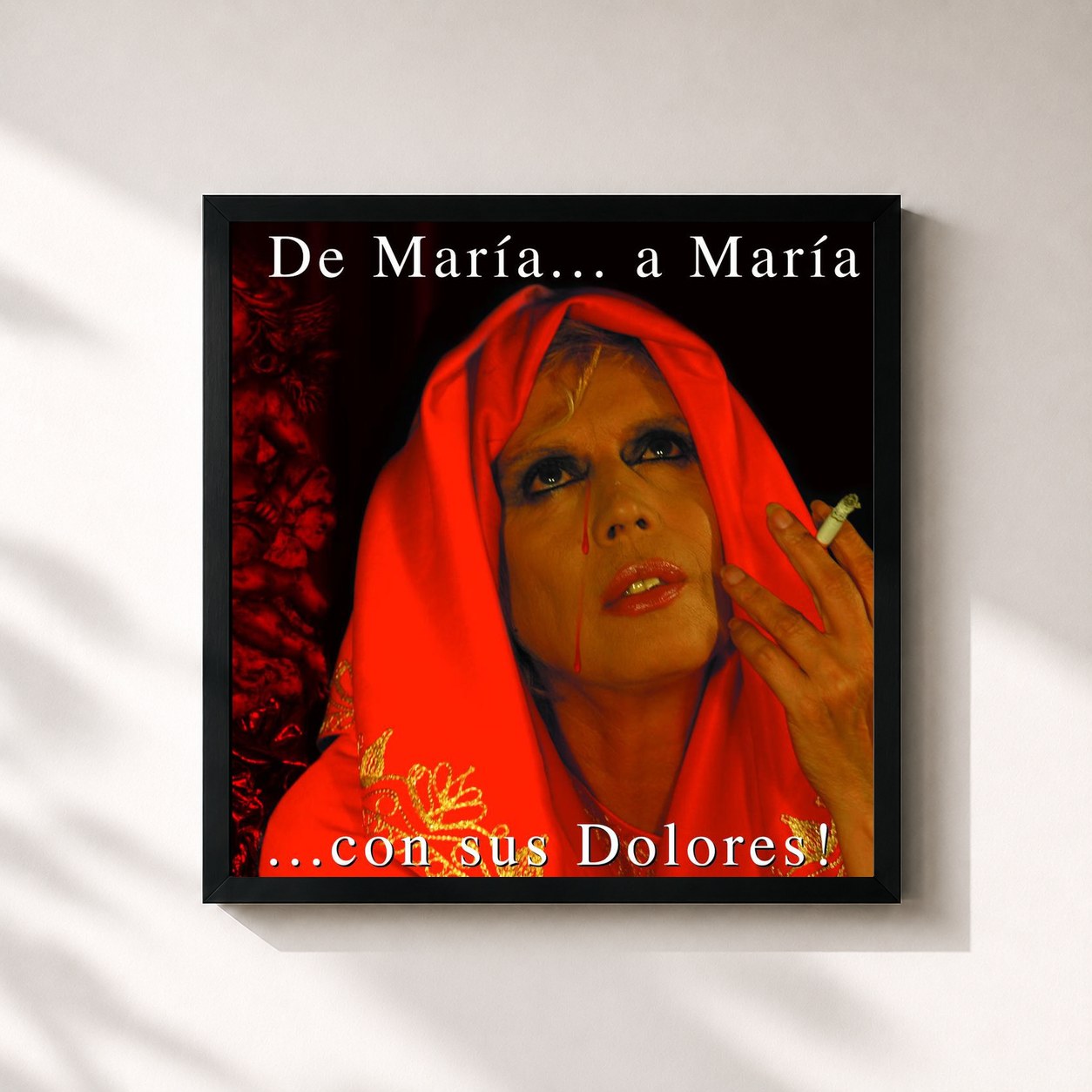 #noir Tableau carré de l'album De Maria A Maria Con Sus Dolores de Maria Jimenez, cadre noir 32x32 cm