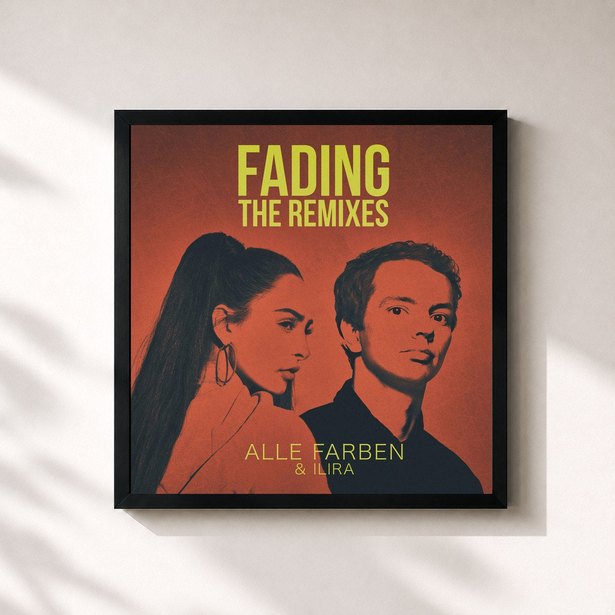 #noir Tableau carré de l'album Fading (The Remixes) de Alle Farben, cadre noir 32x32 cm