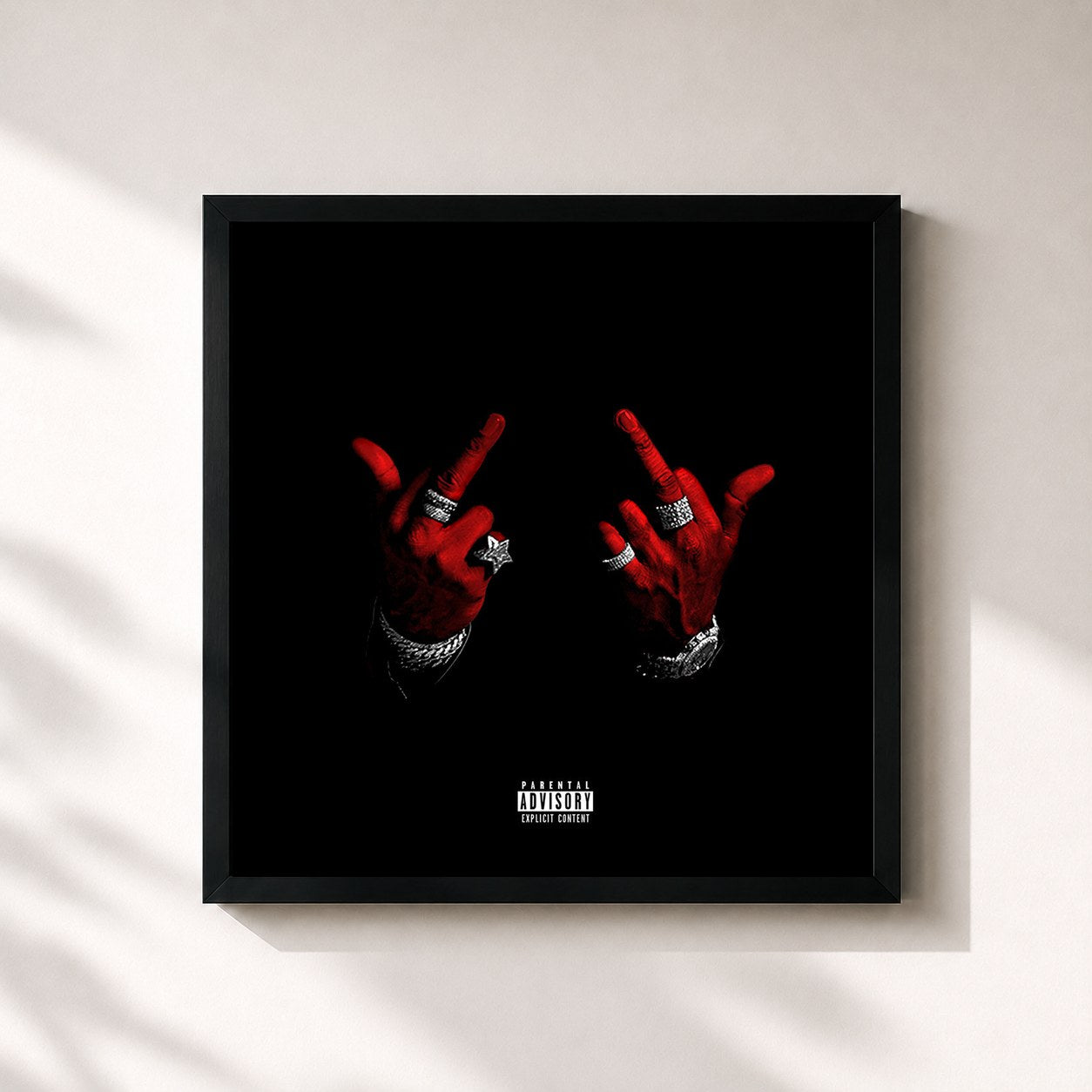 #noir Tableau carré de l'album 2 Heartless de Moneybagg Yo, cadre noir 32x32 cm