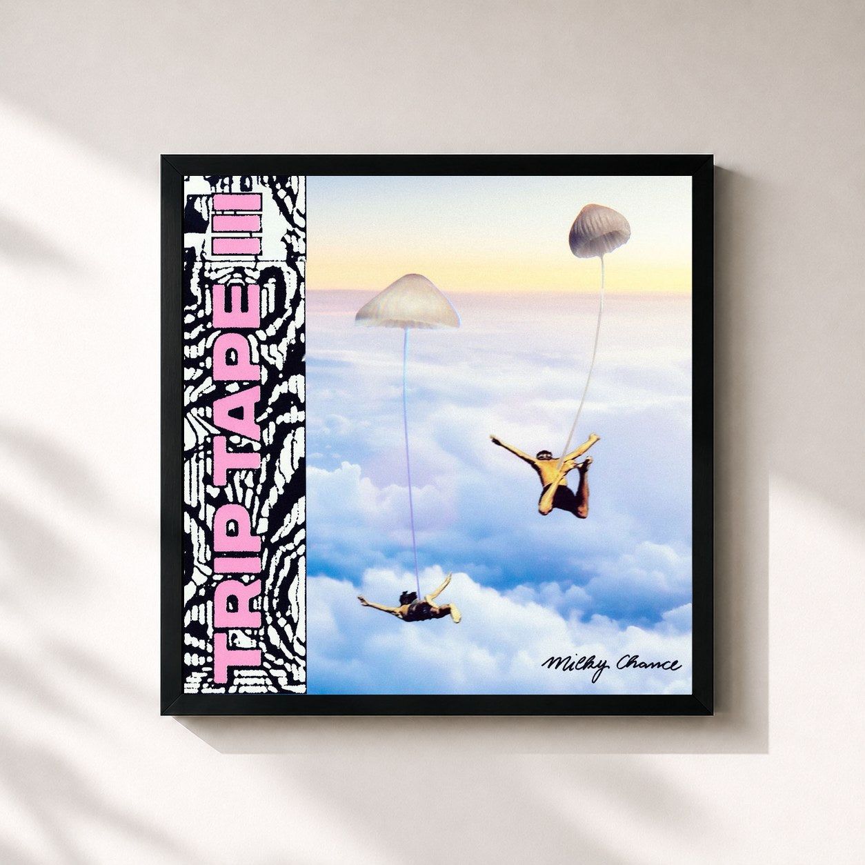 #noir Tableau carré de l'album Trip Tape III de Milky Chance, cadre noir 32x32 cm