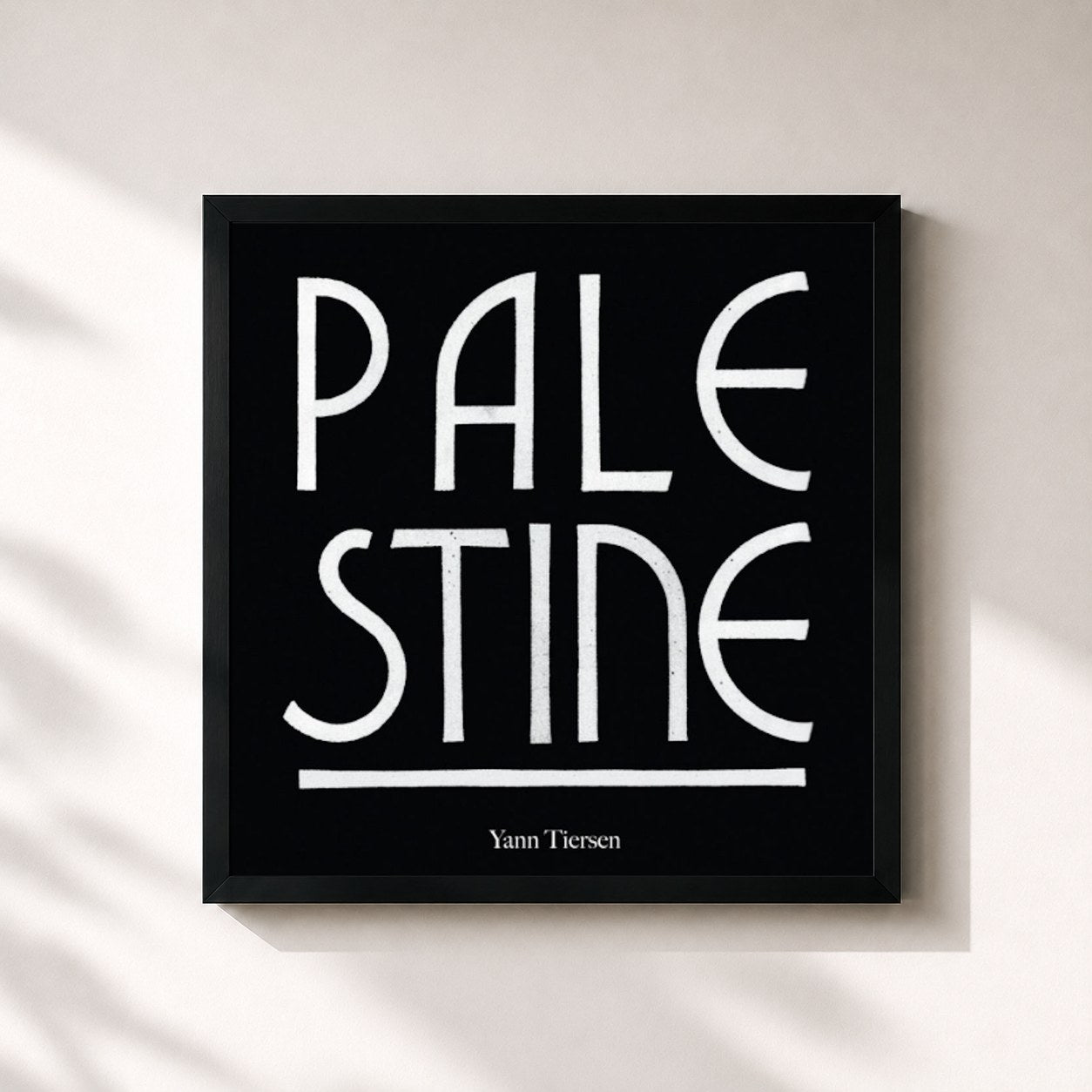 #noir Tableau carré de l'album Palestine de Yann Tiersen, cadre noir 32x32 cm