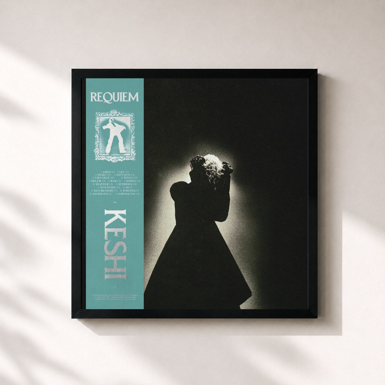 #noir Tableau carré de l'album Requiem (Deluxe) de Keshi, cadre noir 32x32 cm