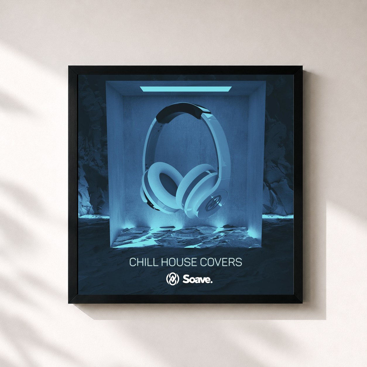 #noir Tableau carré de l'album Chill House Covers de 8D Tunes, cadre noir 32x32 cm