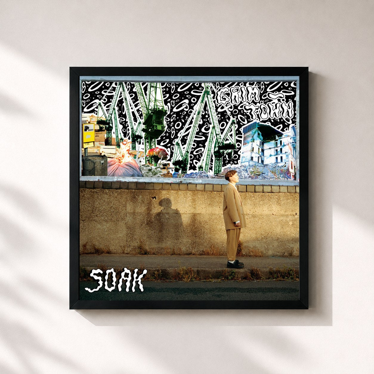 #noir Tableau carré de l'album Grim Town de Soak, cadre noir 32x32 cm