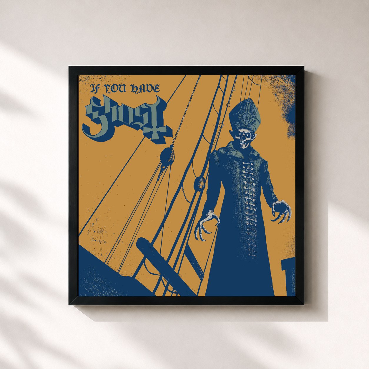 #noir Tableau carré de l'album If You Have Ghost de Ghost, cadre noir 32x32 cm