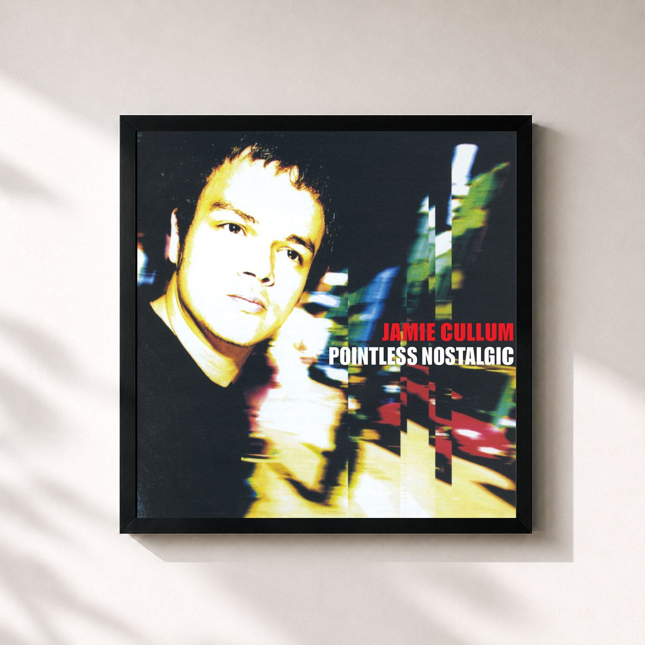 #noir Tableau carré de l'album Pointless Nostalgic (2023 Remaster) de Jamie Cullum, cadre noir 32x32 cm