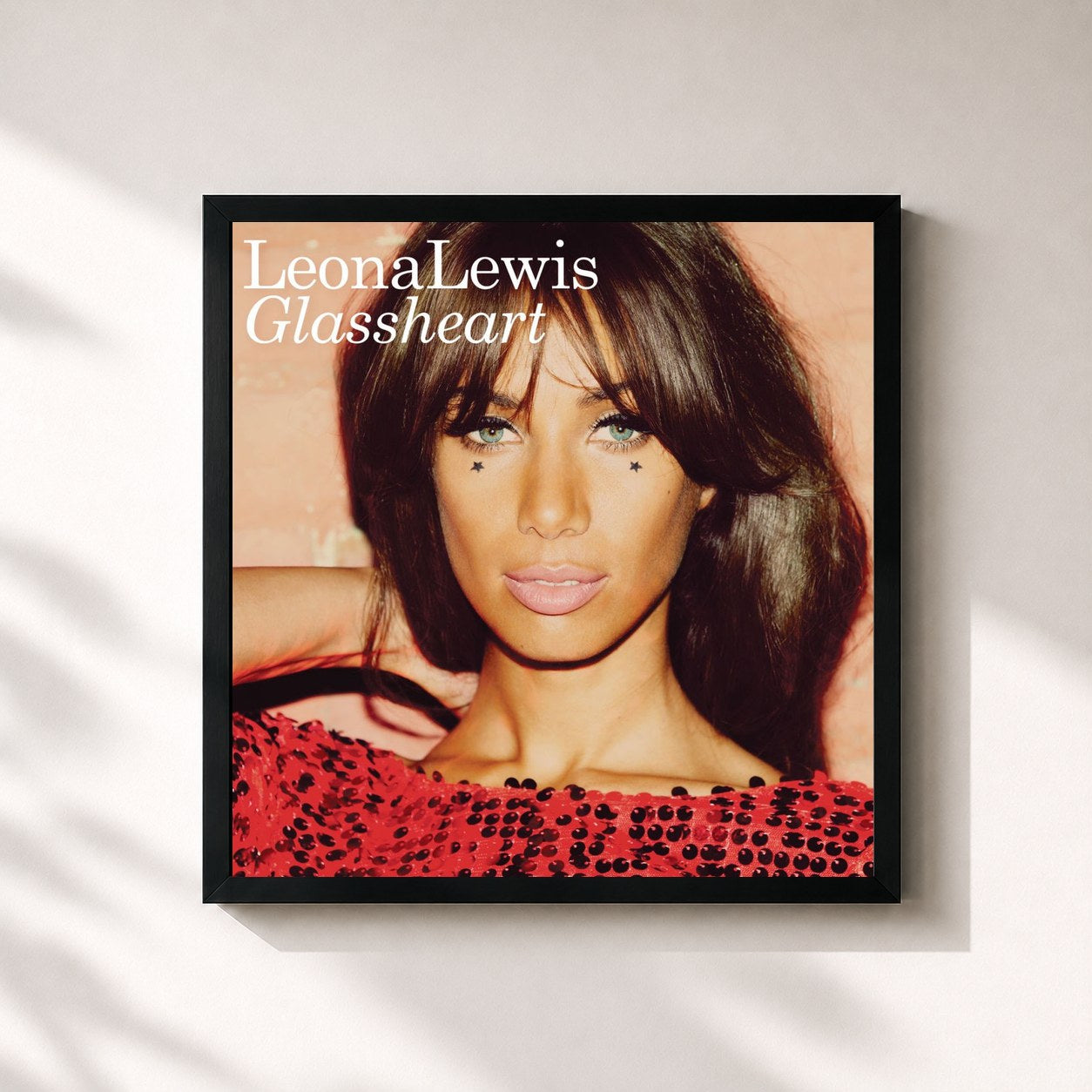 #noir Tableau carré de l'album Glassheart de Leona Lewis, cadre noir 32x32 cm