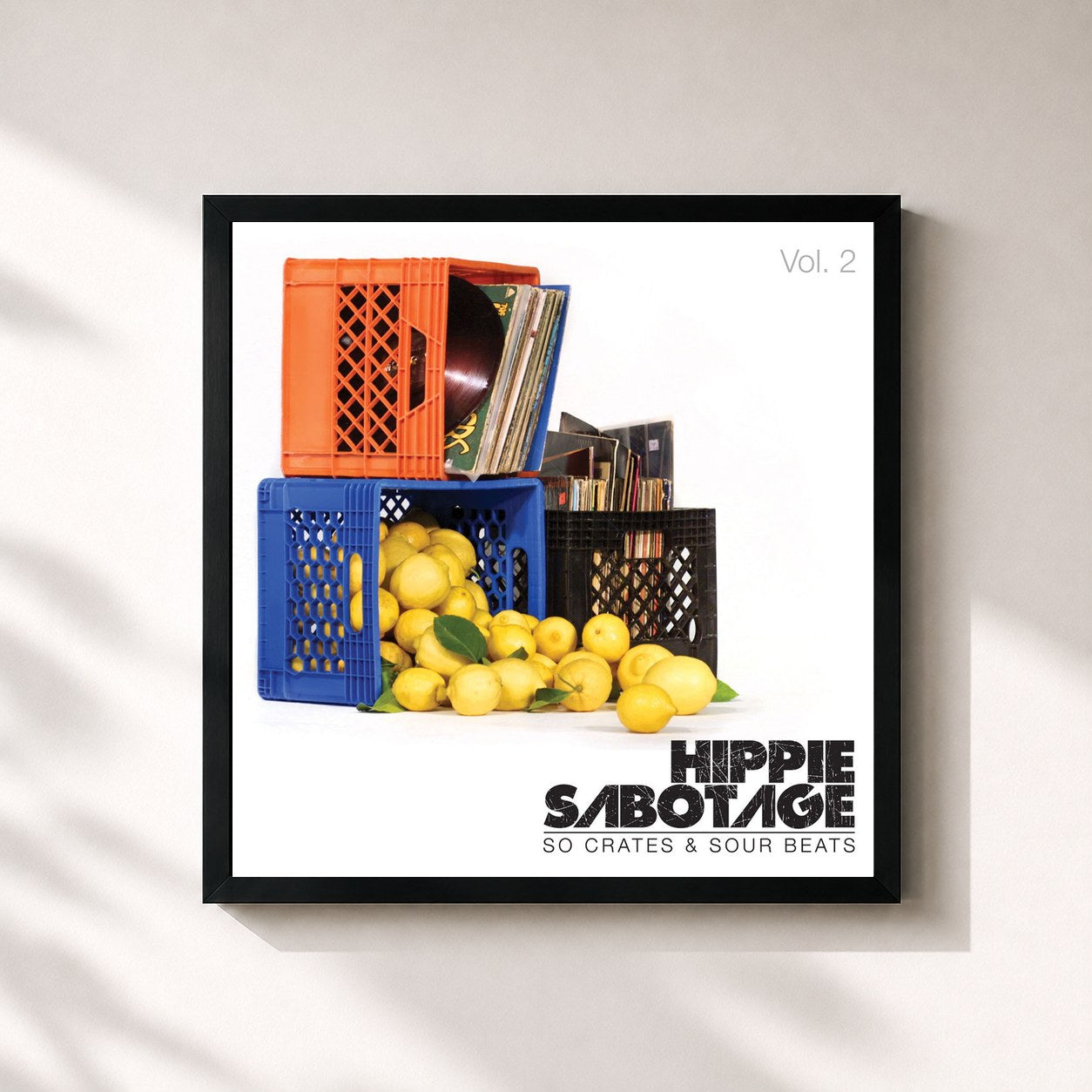 #noir Tableau carré de l'album Vol. 2 de Hippie Sabotage, cadre noir 32x32 cm