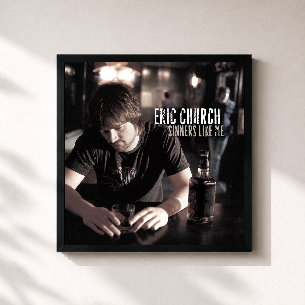 #noir Tableau carré de l'album Sinners Like Me de Eric Church, cadre noir 32x32 cm