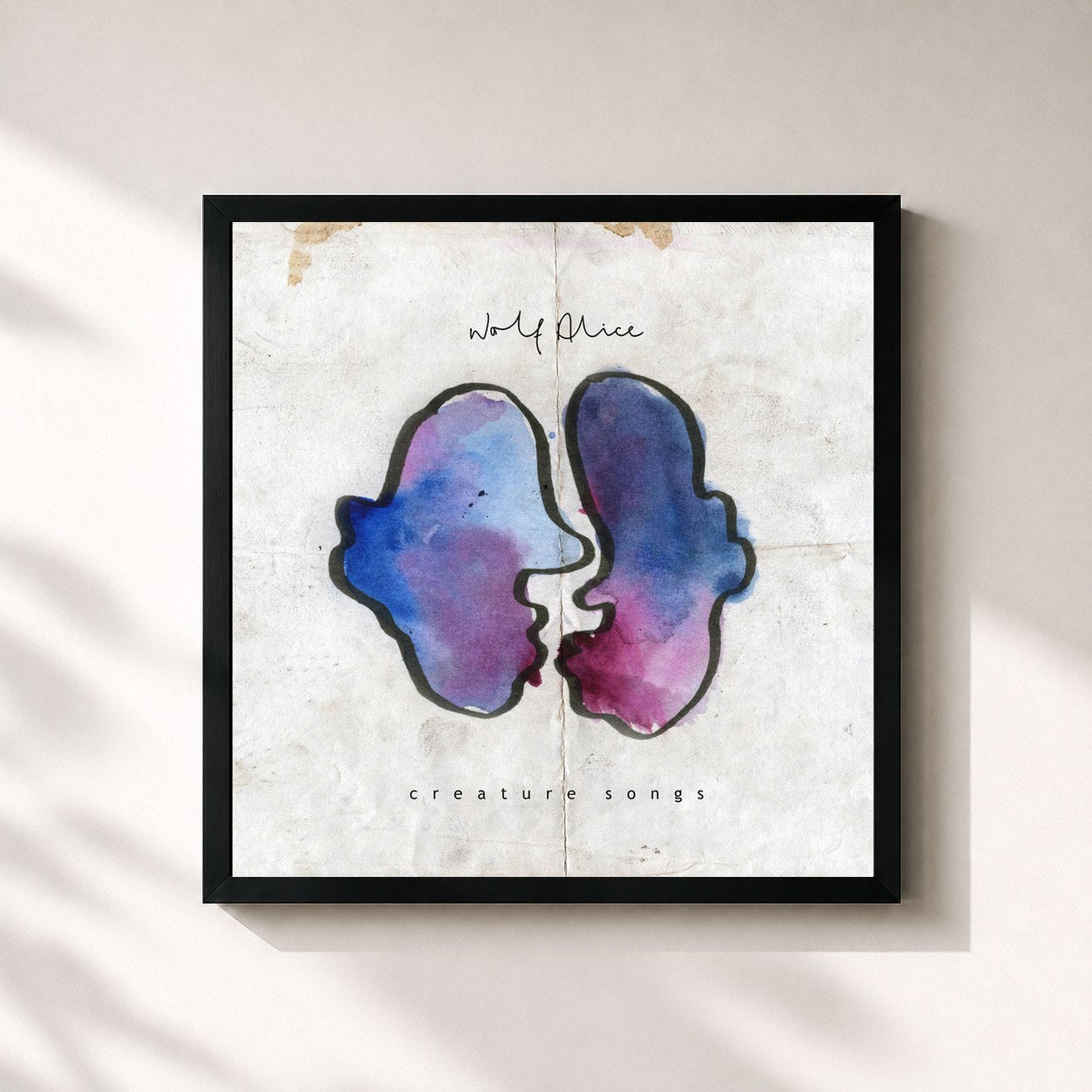#noir Tableau carré de l'album Creature Songs EP de Wolf Alice, cadre noir 32x32 cm