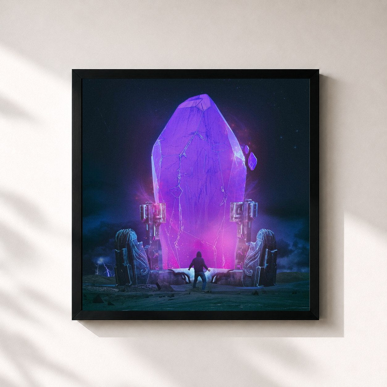 #noir Tableau carré de l'album Warsongs de League of Legends, cadre noir 32x32 cm