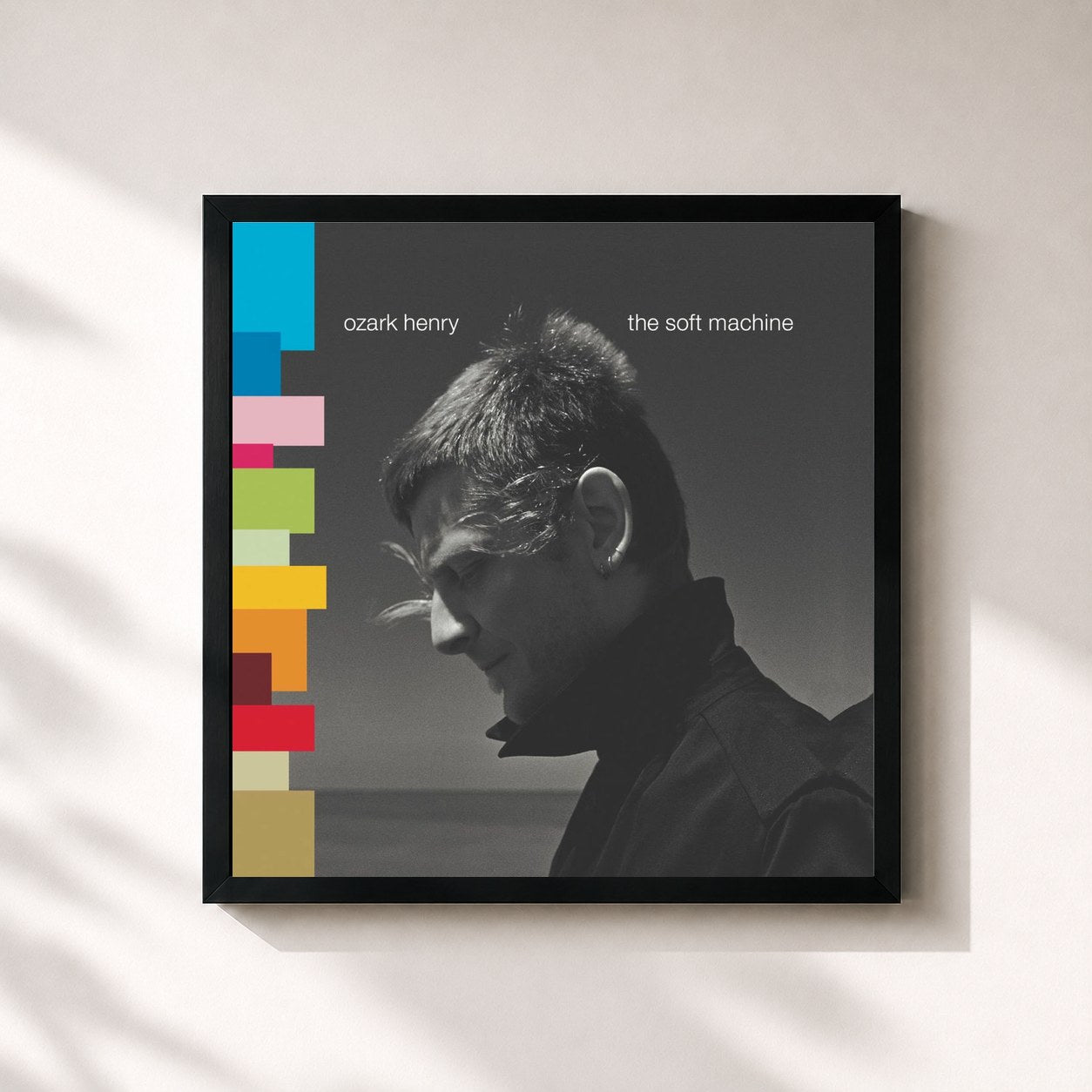 #noir Tableau carré de l'album The Soft Machine de Ozark Henry, cadre noir 32x32 cm