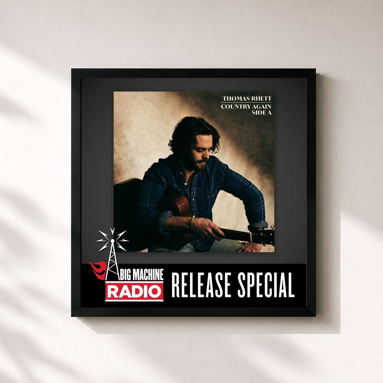 #noir Tableau carré de l'album Country Again (Side A / Big Machine Radio Release Special) de Thomas Rhett, cadre noir 32x32 cm