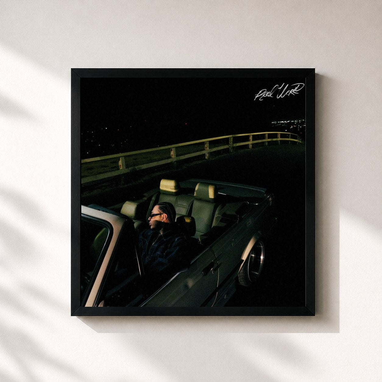 #noir Tableau carré de l'album Real World de Realestk, cadre noir 32x32 cm