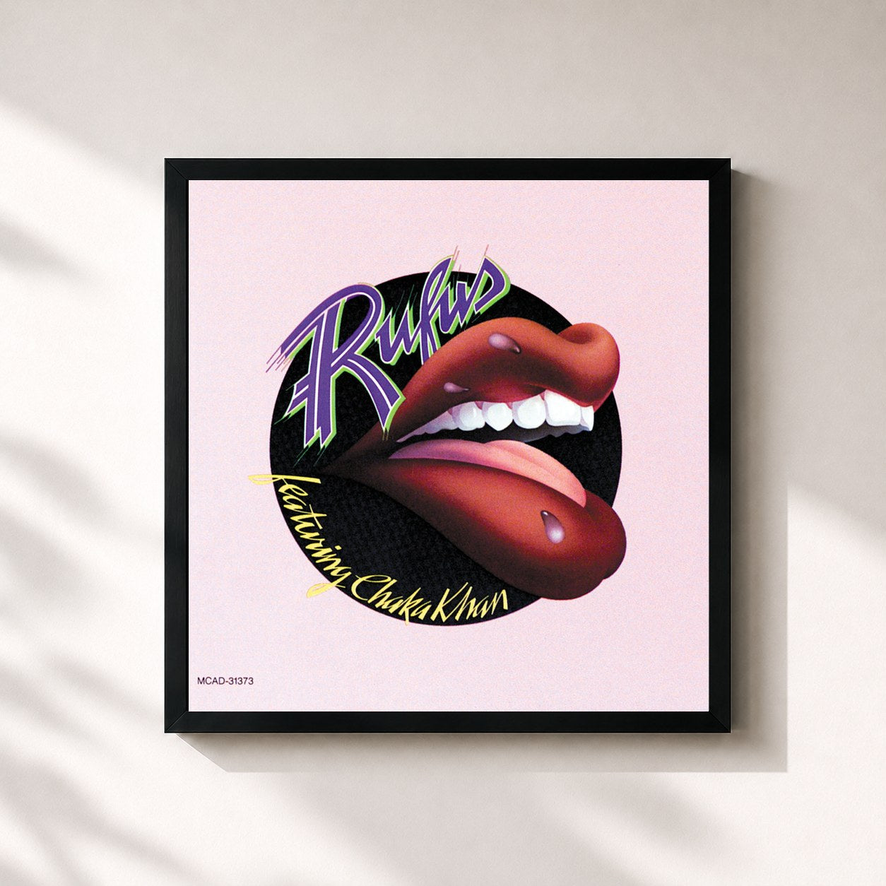 #noir Tableau carré de l'album Rufus Featuring Chaka Khan de Rufus, cadre noir 32x32 cm
