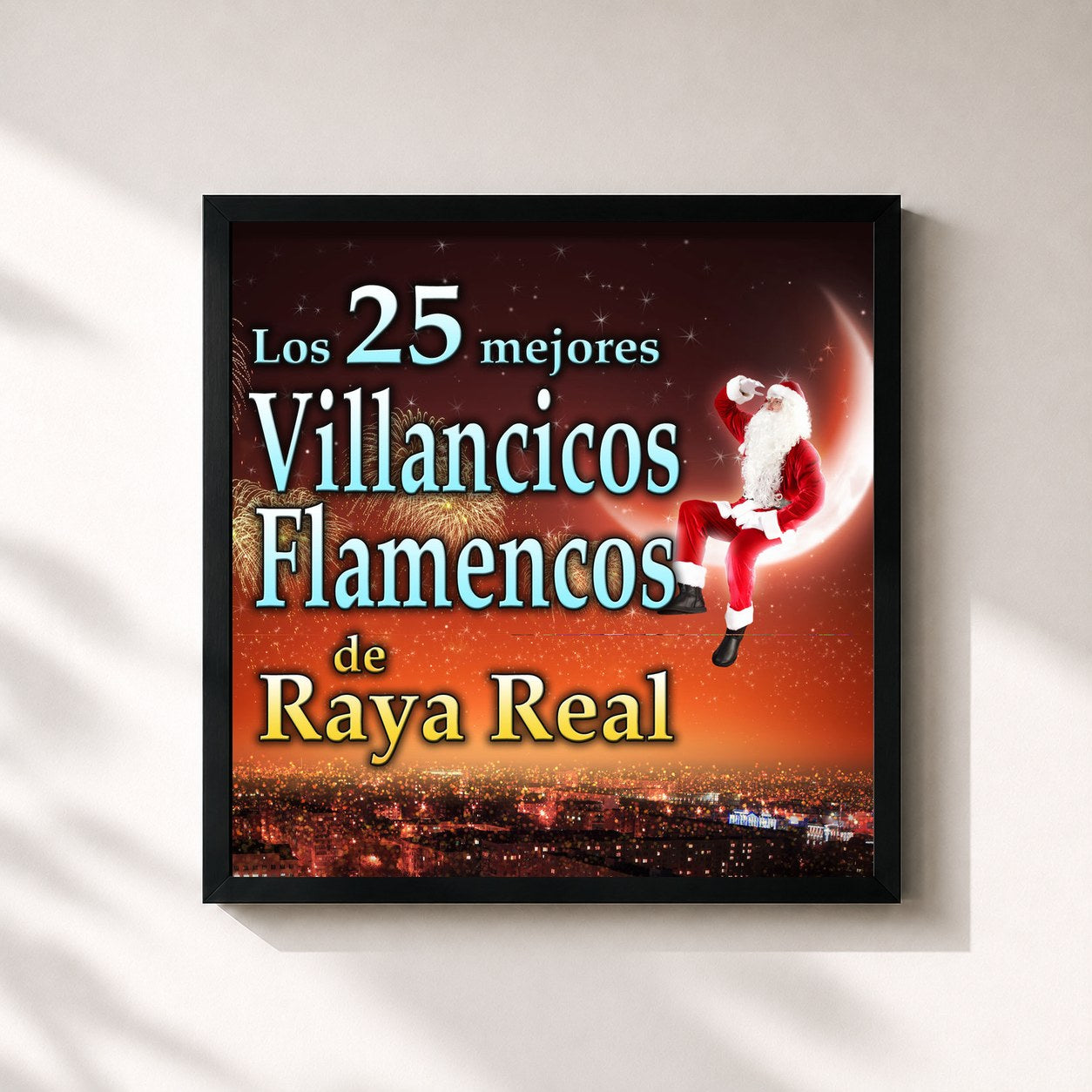#noir Tableau carré de l'album Villancicos Flamencos. Los 25 Mejores de Raya Real, cadre noir 32x32 cm