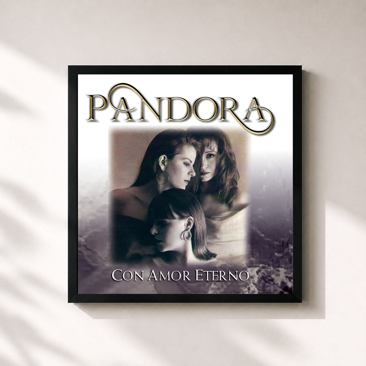 #noir Tableau carré de l'album Con Amor Eterno de Pandora, cadre noir 32x32 cm