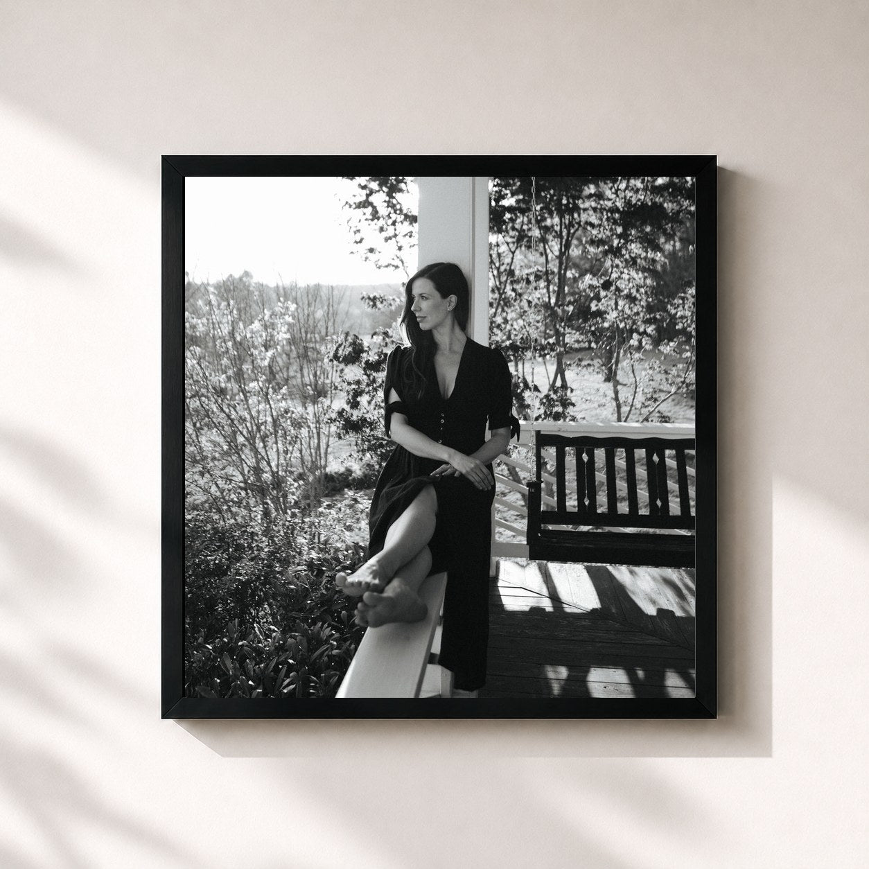#noir Tableau carré de l'album Front Porch de Joy Williams, cadre noir 32x32 cm