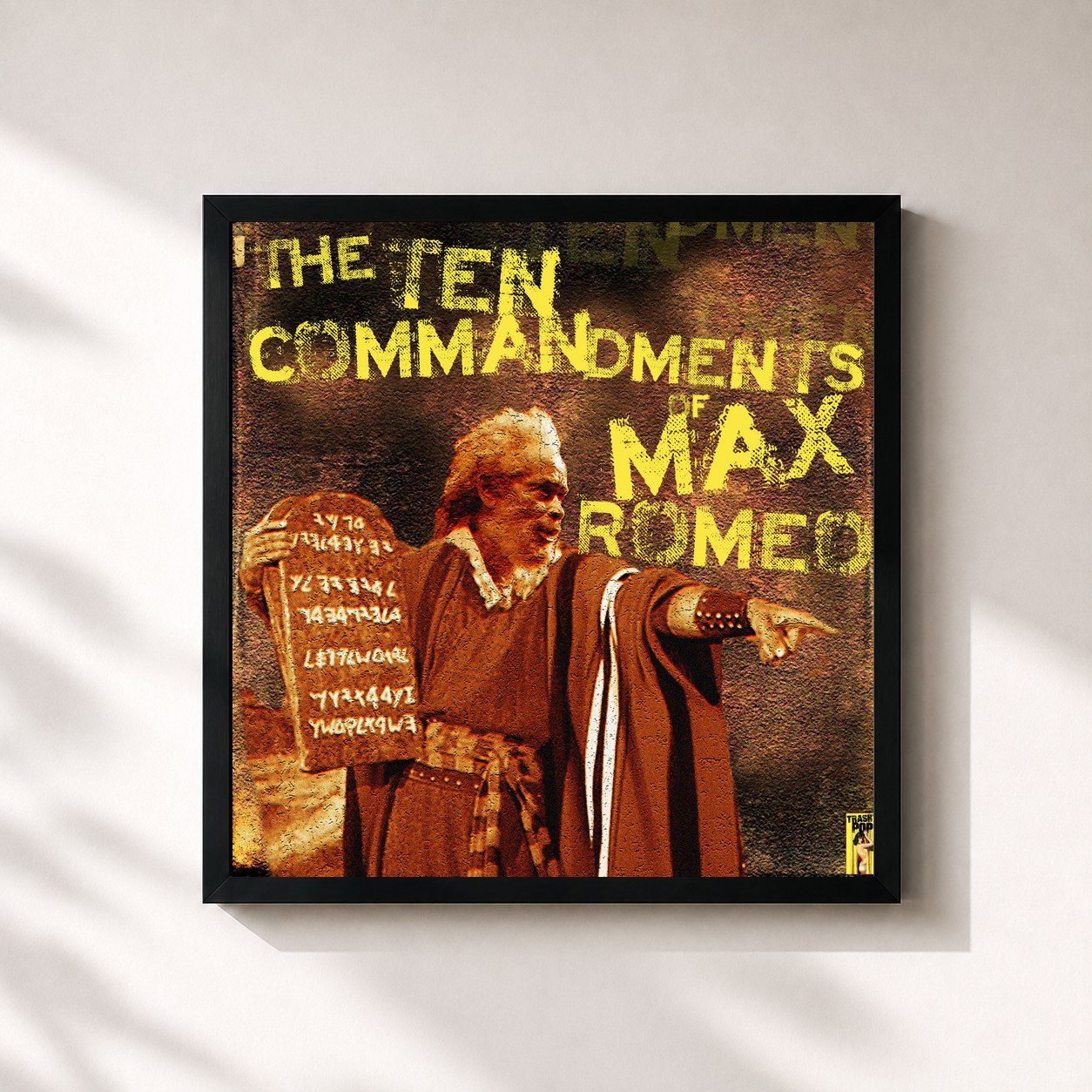#noir Tableau carré de l'album The 10 Commandments of Max Romeo de Max Romeo, cadre noir 32x32 cm
