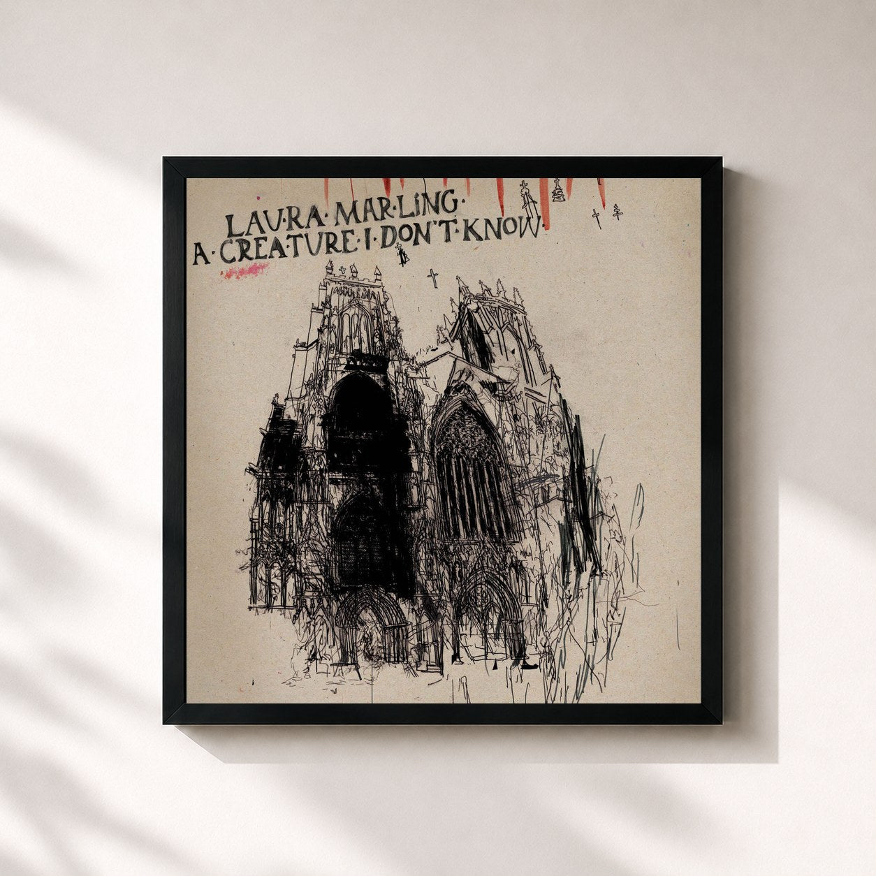 #noir Tableau carré de l'album A Creature I Don't Know (Deluxe) de Laura Marling, cadre noir 32x32 cm