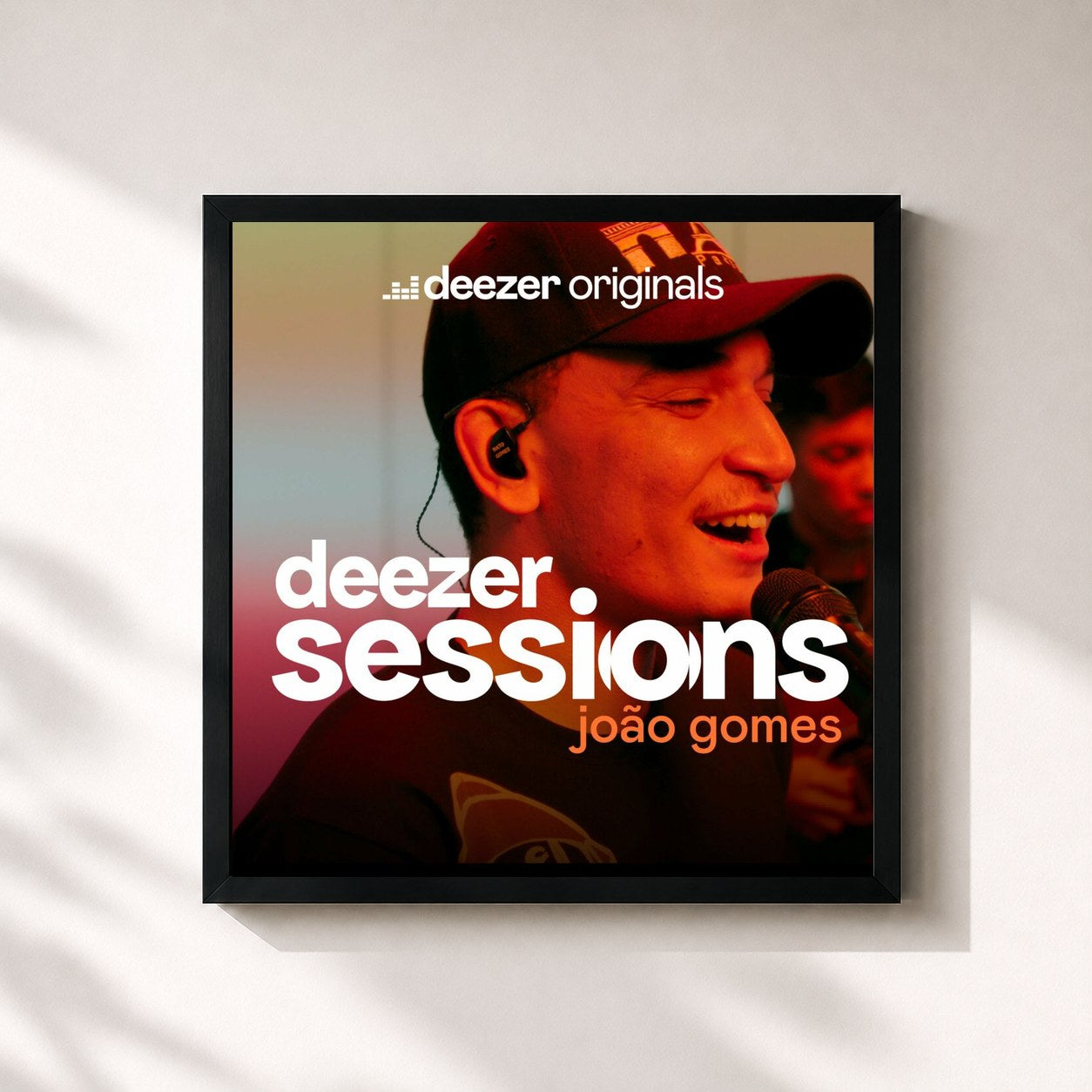 #noir Tableau carré de l'album Deezer Sessions de João Gomes, cadre noir 32x32 cm