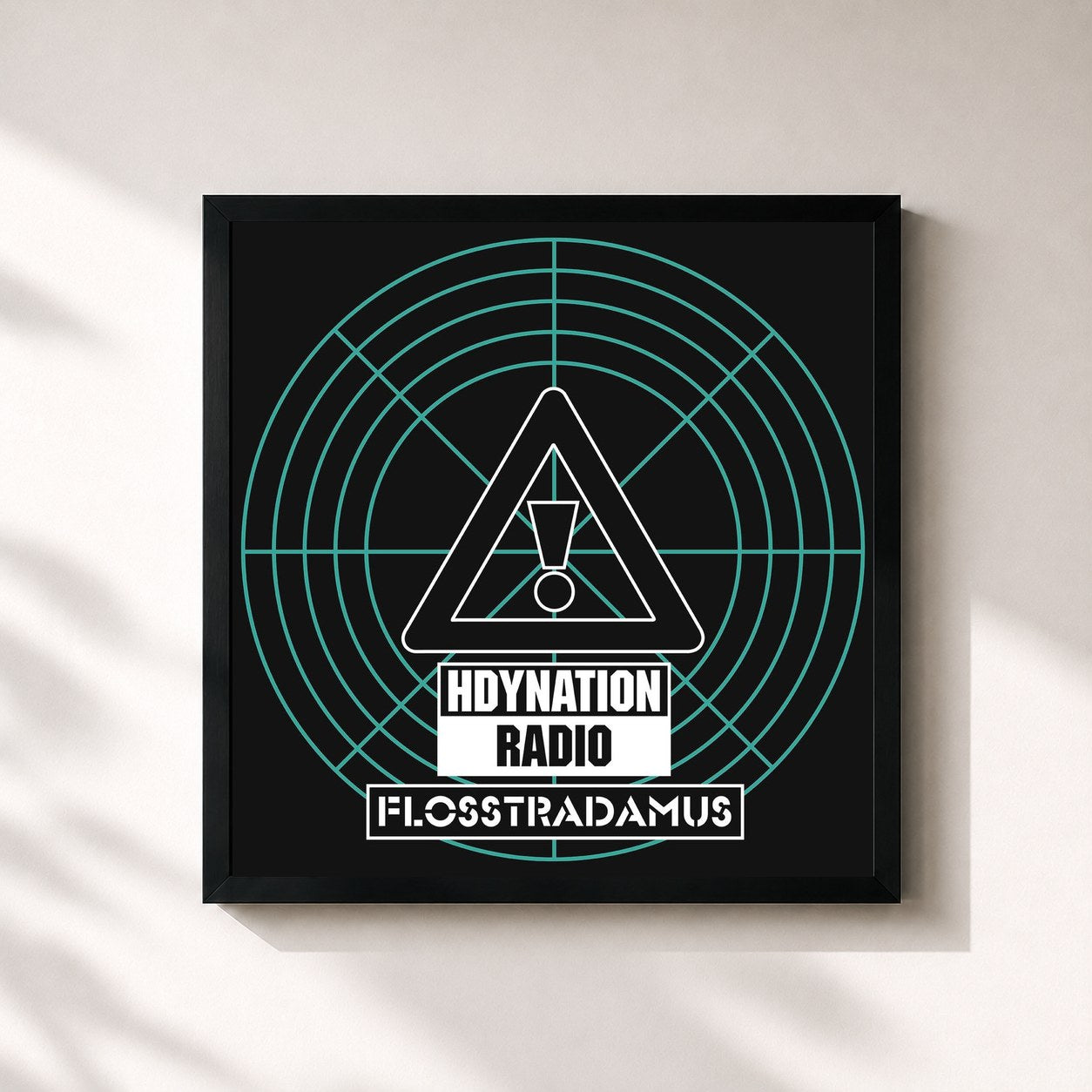 #noir Tableau carré de l'album HDYNATION RADIO de Flosstradamus, cadre noir 32x32 cm