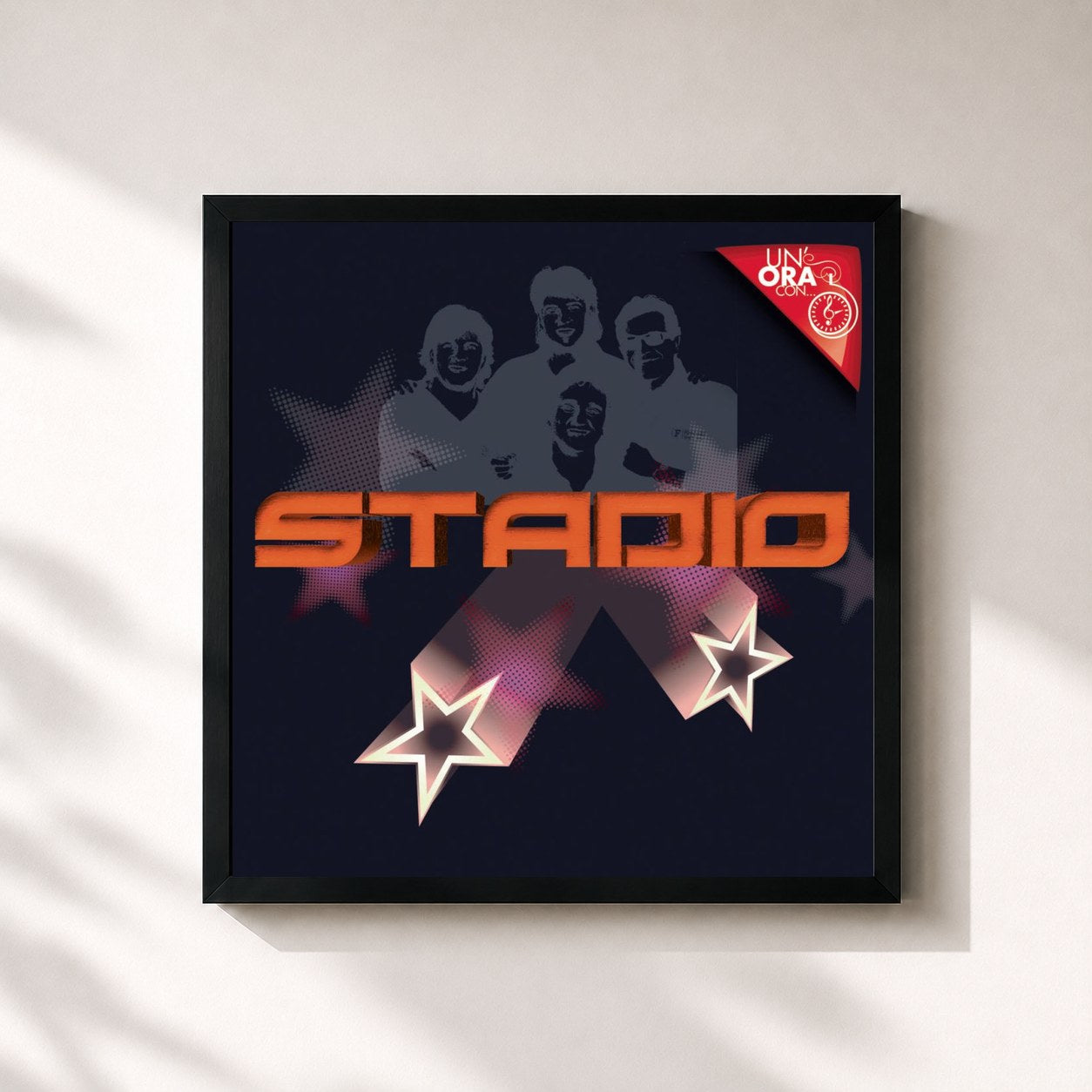 #noir Tableau carré de l'album Un'ora con... de Stadio, cadre noir 32x32 cm