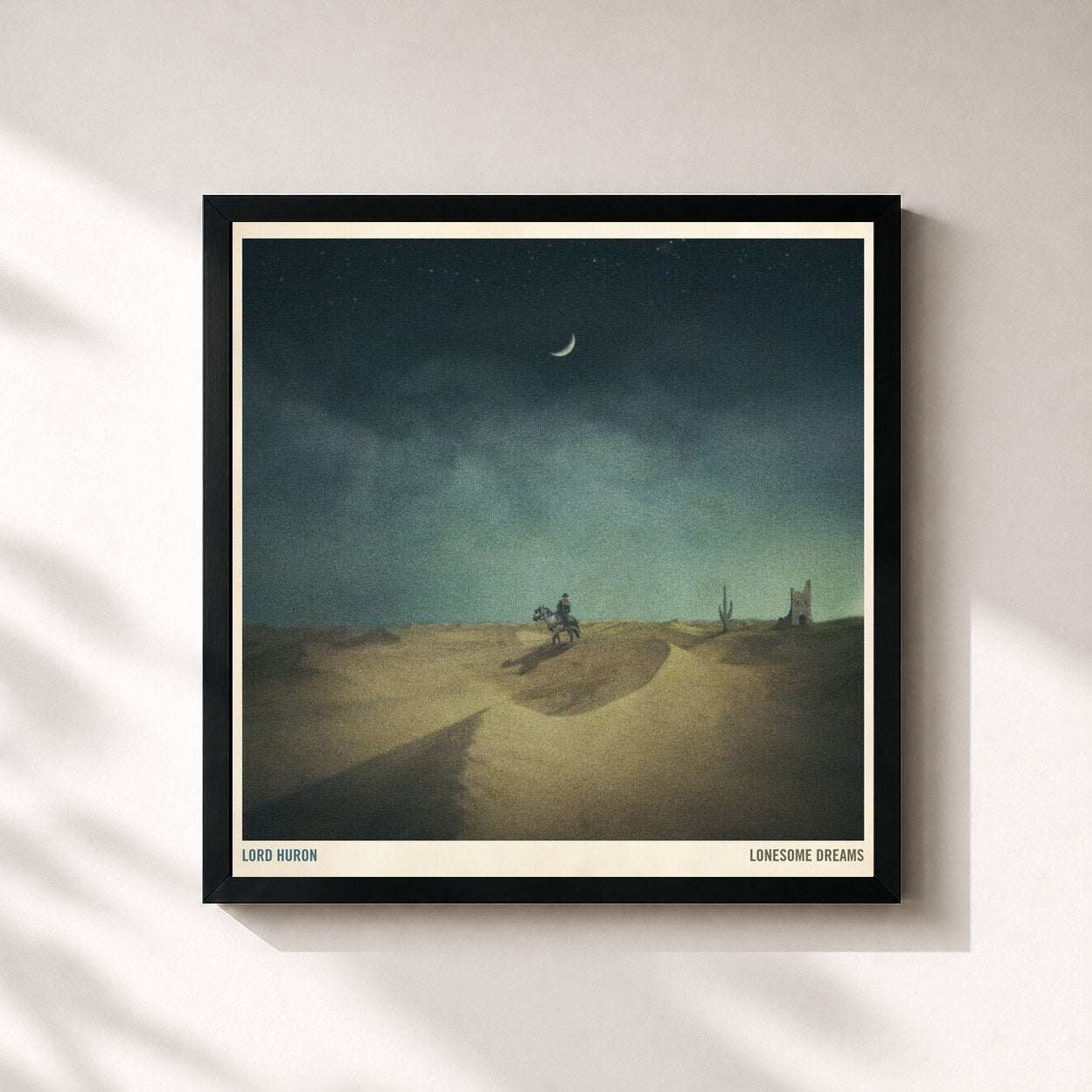 #noir Tableau carré de l'album Lonesome Dreams (Bonus Track Version) de Lord Huron, cadre noir 32x32 cm
