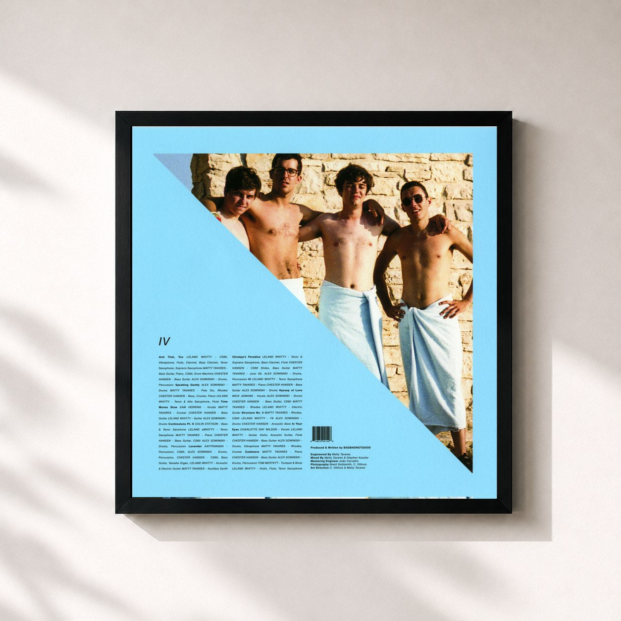 #noir Tableau carré de l'album IV de Badbadnotgood, cadre noir 32x32 cm
