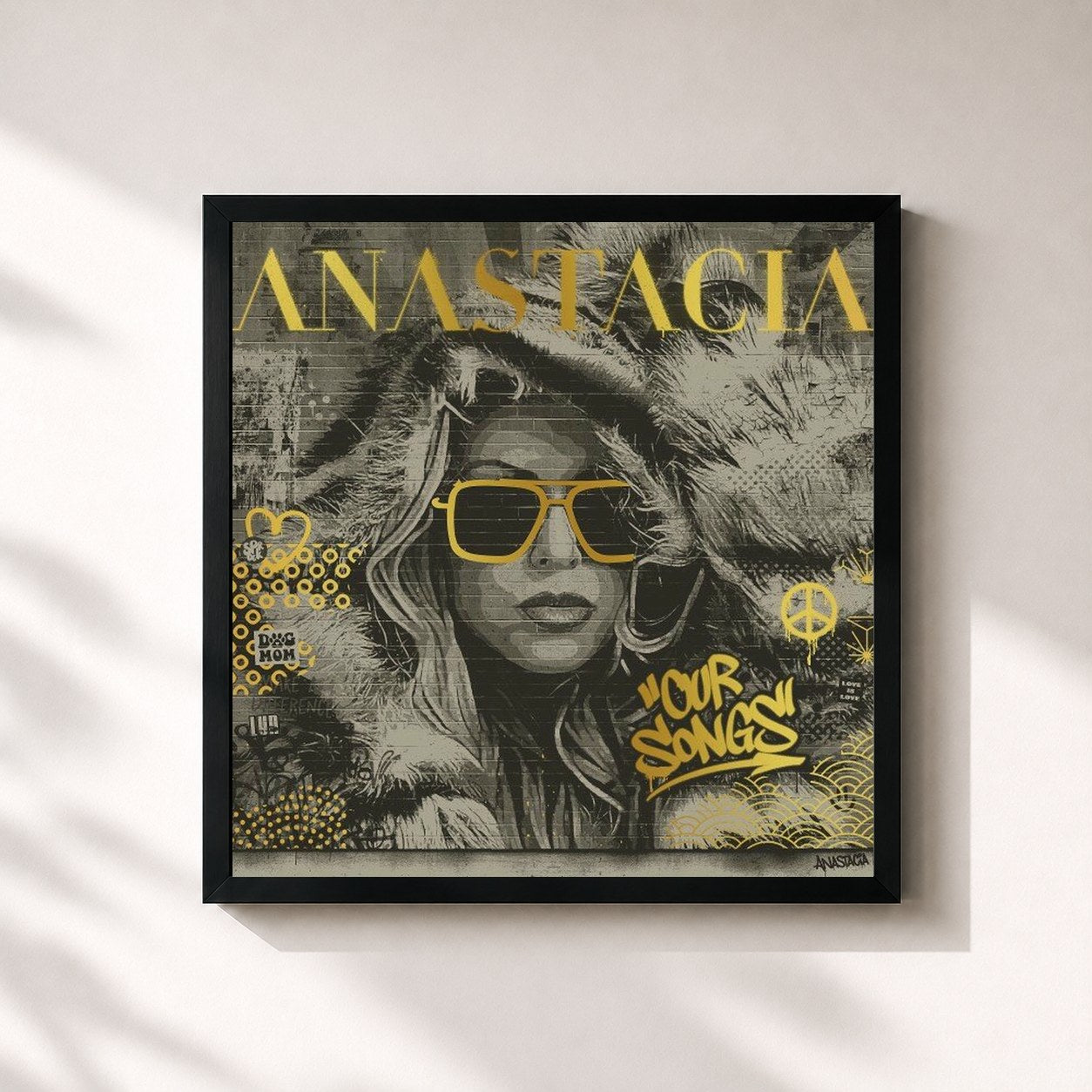 #noir Tableau carré de l'album Our Songs (Gold Deluxe Edition) de Anastacia, cadre noir 32x32 cm