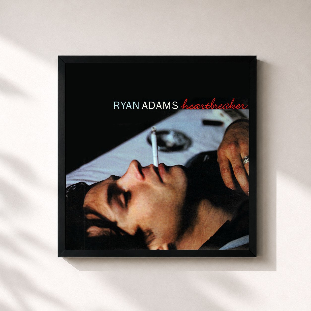 #noir Tableau carré de l'album Heartbreaker de Ryan Adams, cadre noir 32x32 cm
