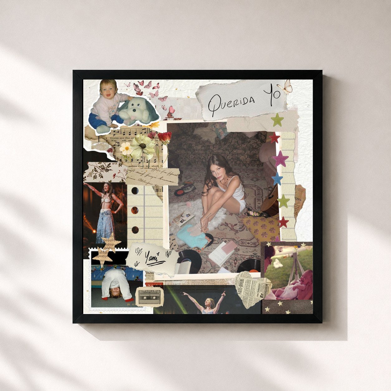 #noir Tableau carré de l'album Querida Yo de Yami Safdie, cadre noir 32x32 cm