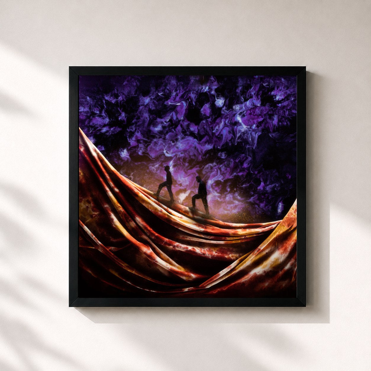 #noir Tableau carré de l'album Nomades de So La Lune, cadre noir 32x32 cm