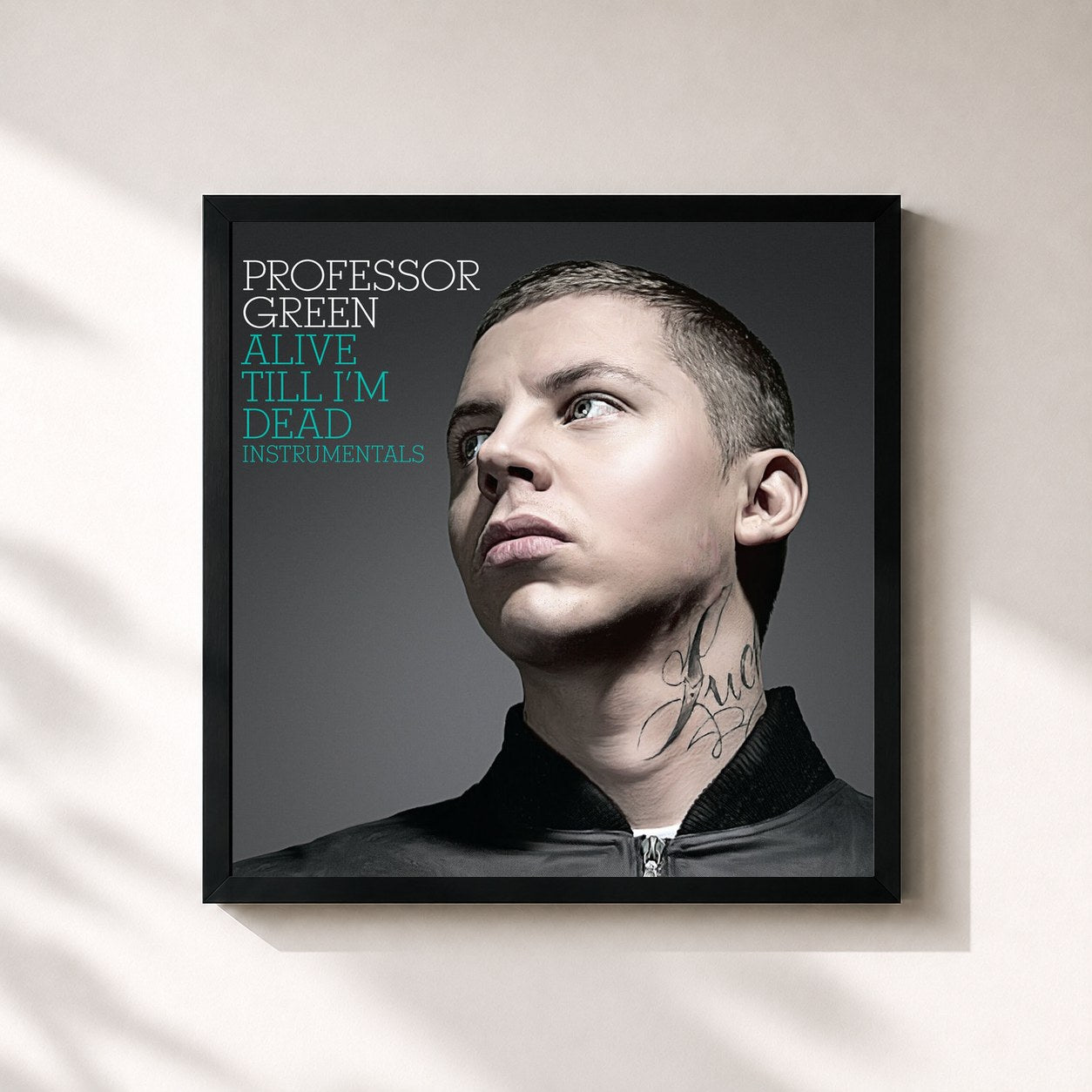 #noir Tableau carré de l'album Alive Till I’m Dead (Instrumentals) de Professor Green, cadre noir 32x32 cm