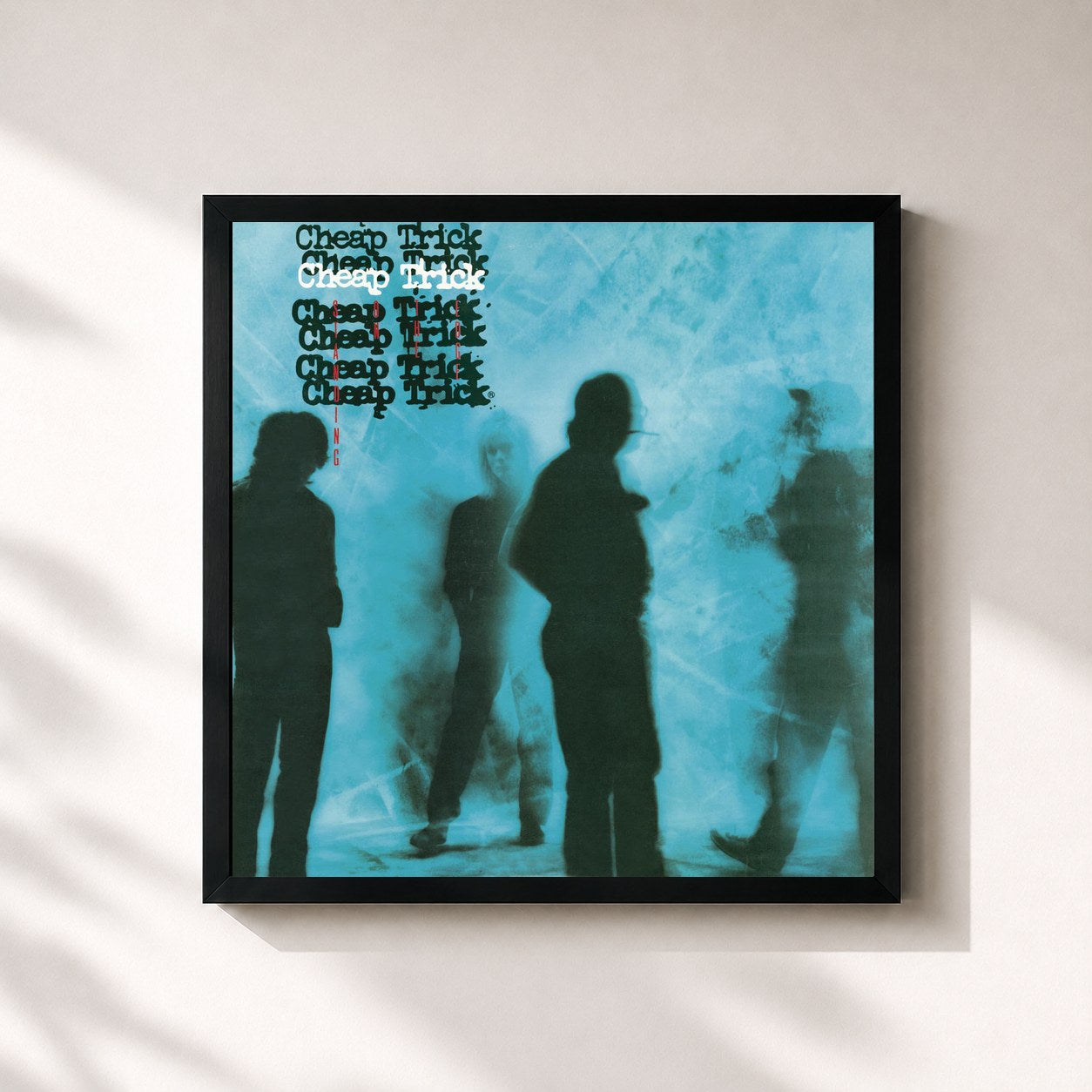 #noir Tableau carré de l'album Standing On The Edge de Cheap Trick, cadre noir 32x32 cm