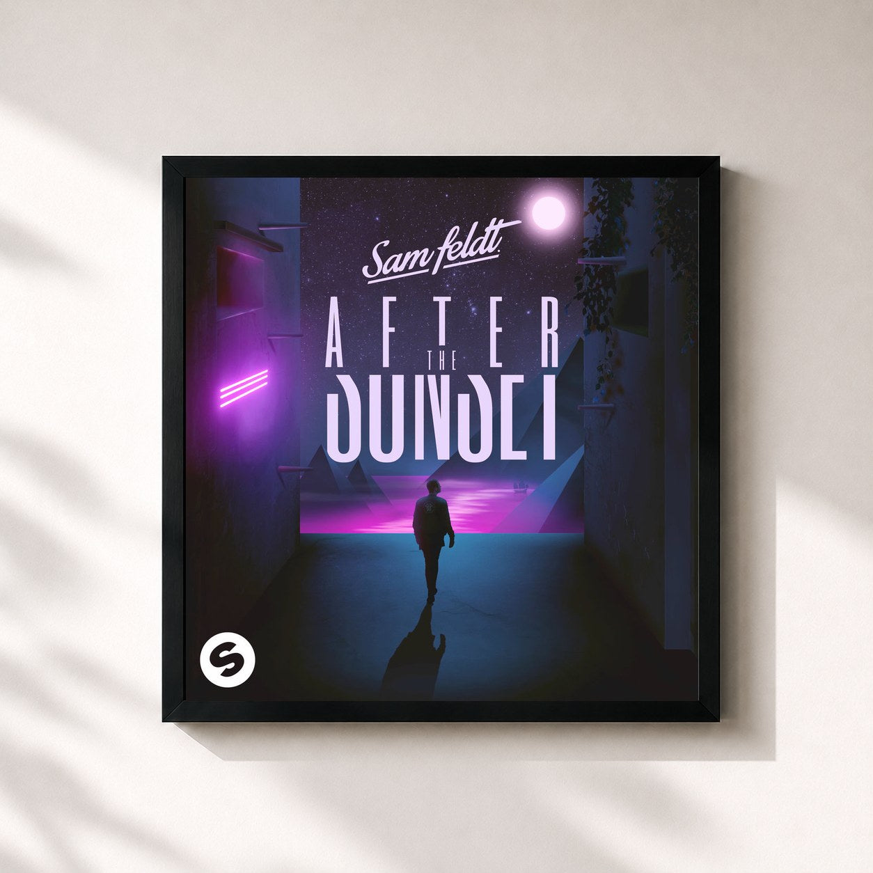 #noir Tableau carré de l'album After The Sunset de Sam Feldt, cadre noir 32x32 cm