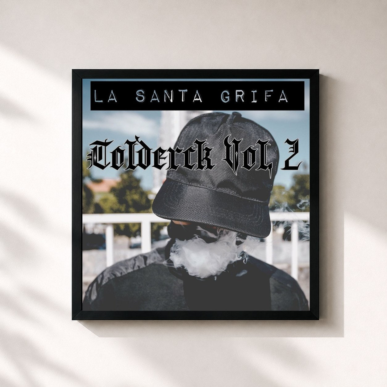 #noir Tableau carré de l'album Tolderck, Vol. 2 de La Santa Grifa, cadre noir 32x32 cm