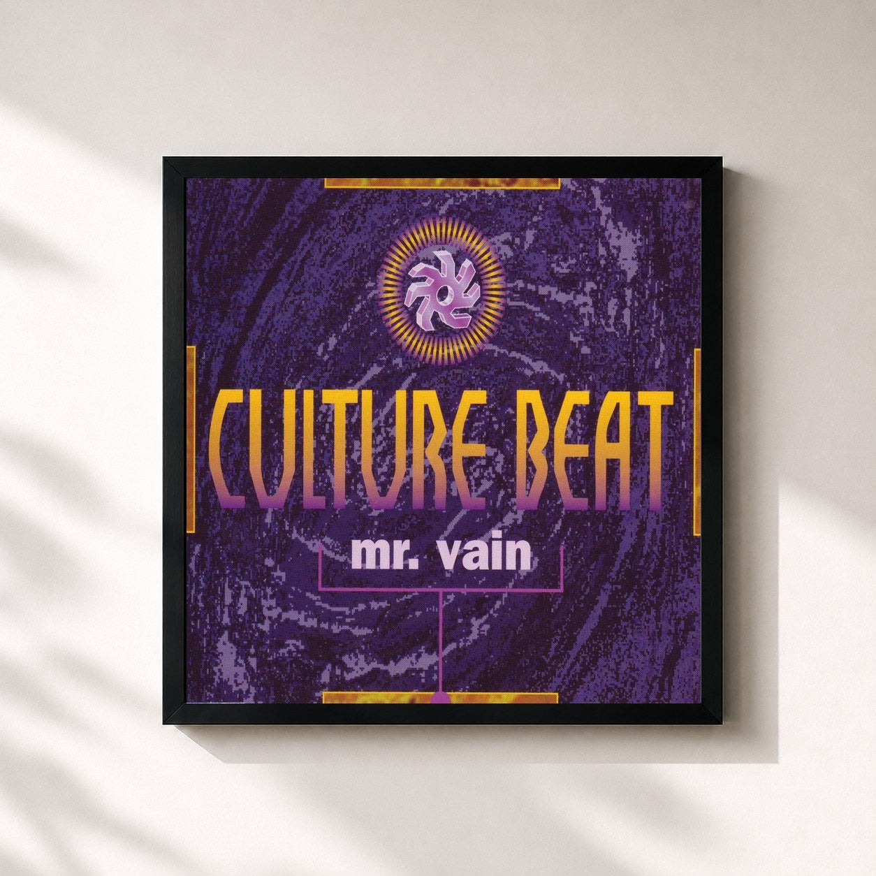 #noir Tableau carré de l'album Mr. Vain de Culture Beat, cadre noir 32x32 cm