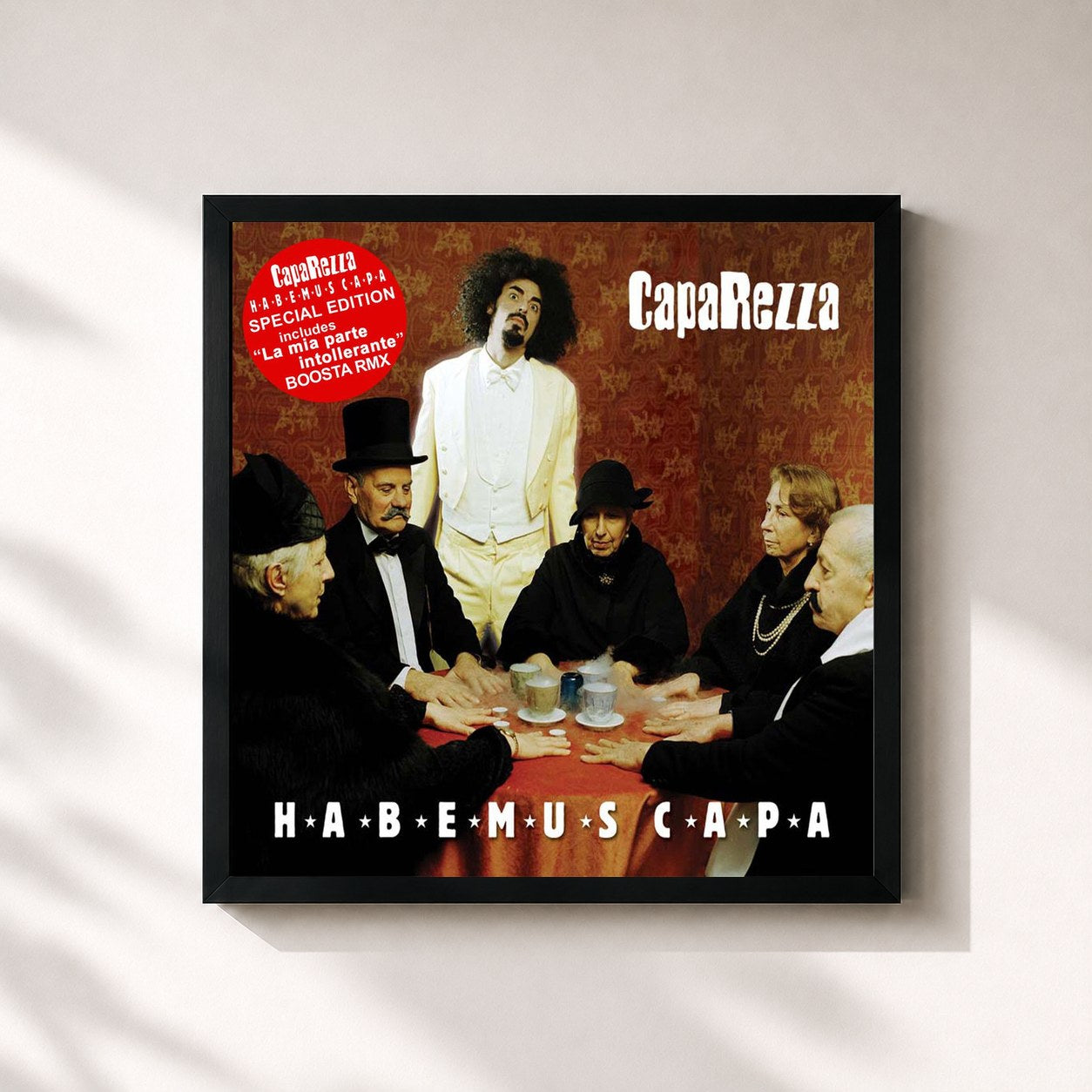 #noir Tableau carré de l'album Habemus Capa de Caparezza, cadre noir 32x32 cm