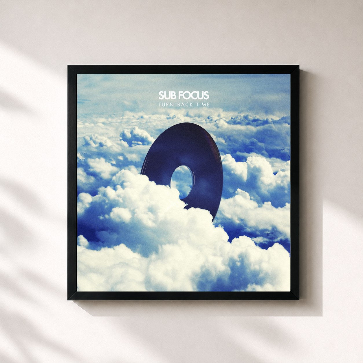 #noir Tableau carré de l'album Turn Back Time de Sub Focus, cadre noir 32x32 cm