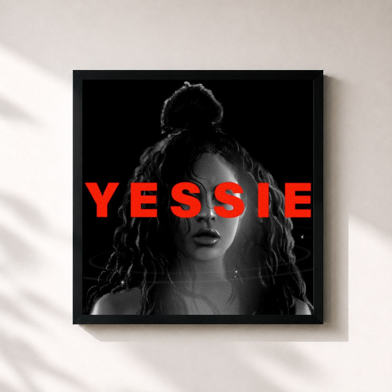 #noir Tableau carré de l'album YESSIE de Jessie Reyez, cadre noir 32x32 cm