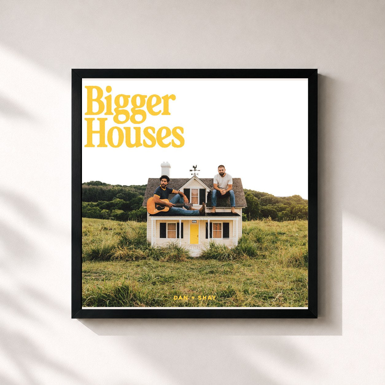 #noir Tableau carré de l'album Bigger Houses de Dan + Shay, cadre noir 32x32 cm