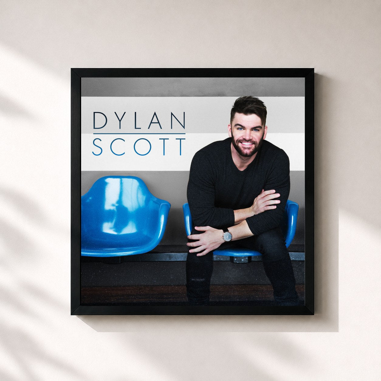 #noir Tableau carré de l'album Dylan Scott de Dylan Scott, cadre noir 32x32 cm