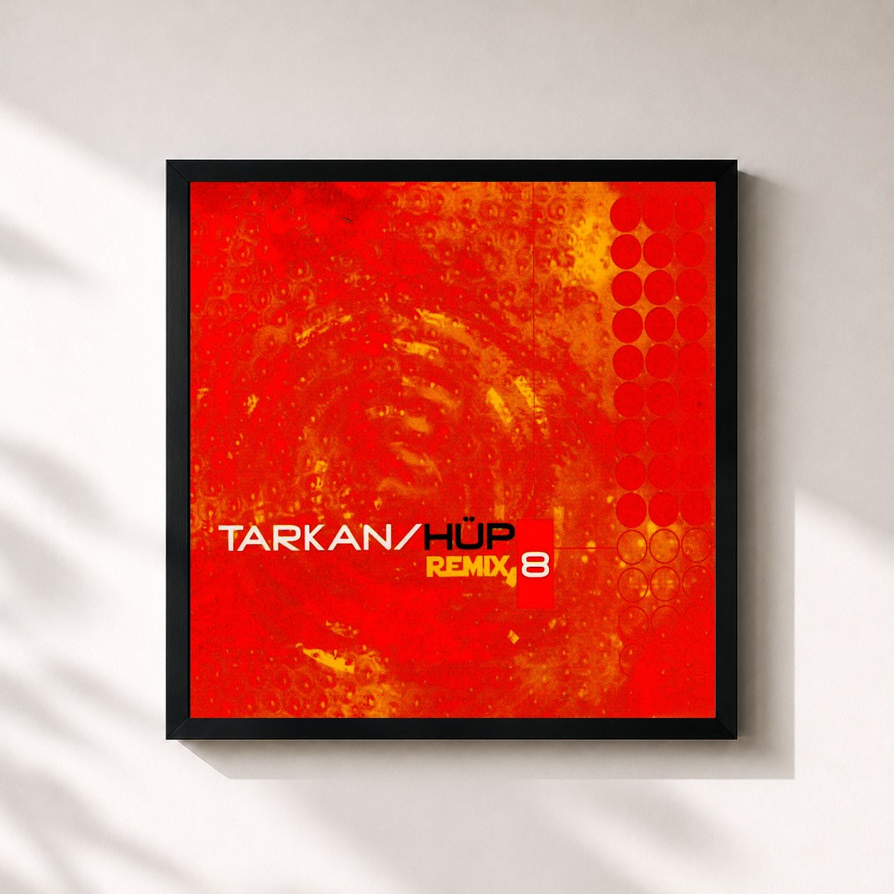 #noir Tableau carré de l'album Hüp (Remix) de Tarkan, cadre noir 32x32 cm