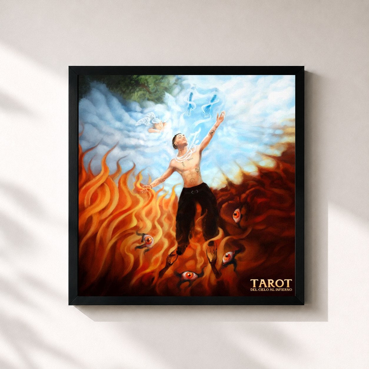 #noir Tableau carré de l'album TAROT: Del cielo al infierno de KHEA, cadre noir 32x32 cm