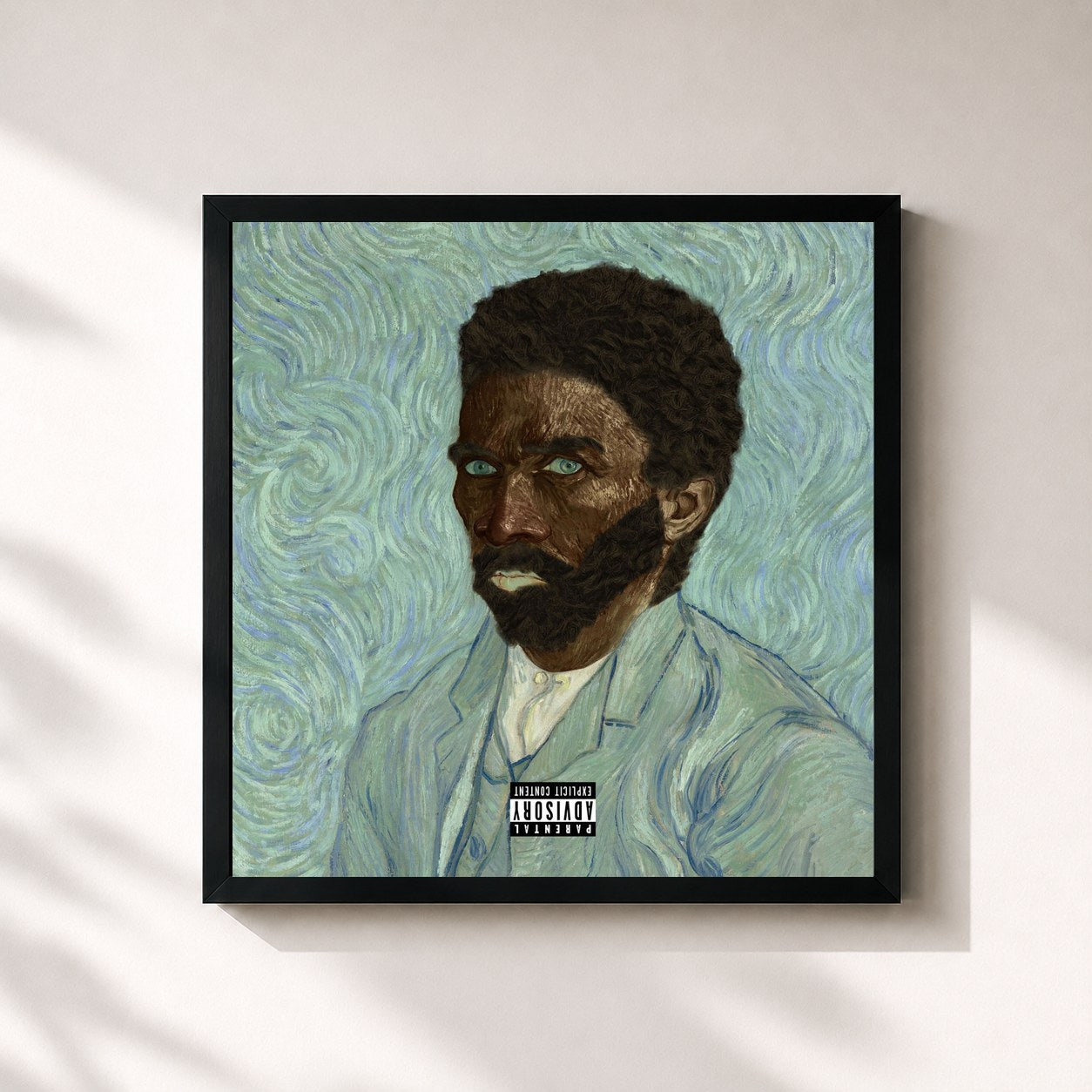 #noir Tableau carré de l'album BLKKKK VAN GOGH de 404Billy, cadre noir 32x32 cm