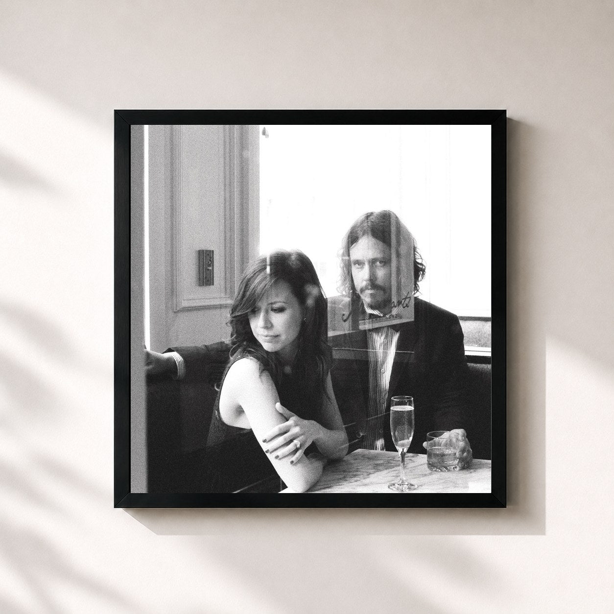 #noir Tableau carré de l'album Barton Hollow de the Civil Wars, cadre noir 32x32 cm