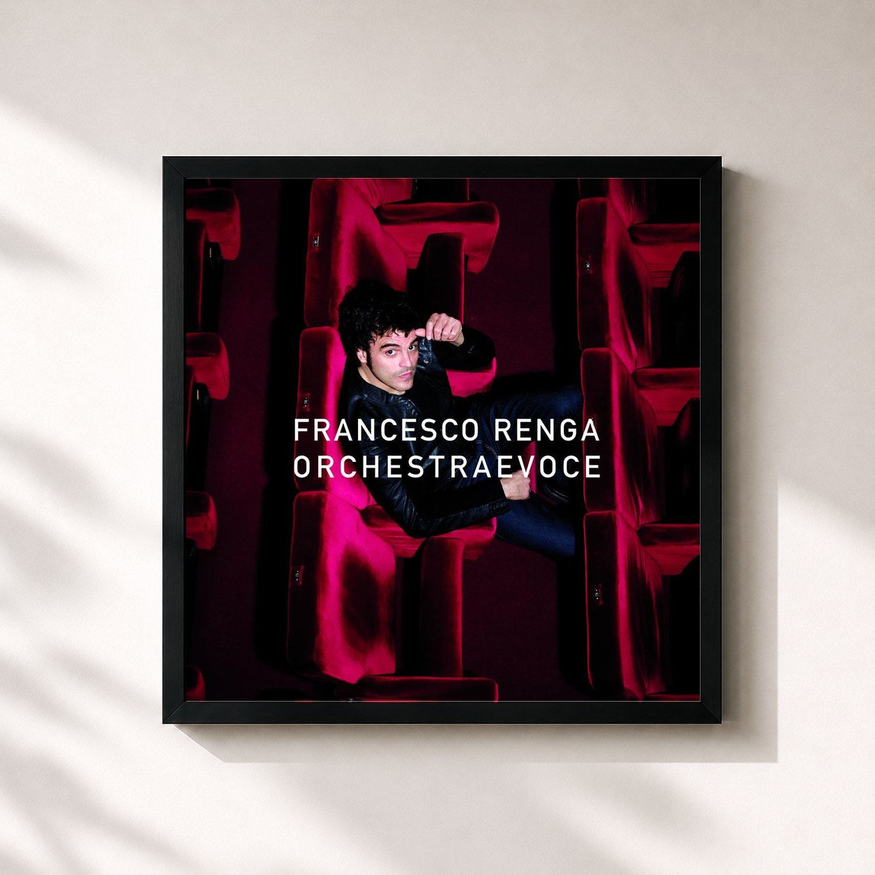 #noir Tableau carré de l'album Orchestra E Voce de Francesco Renga, cadre noir 32x32 cm